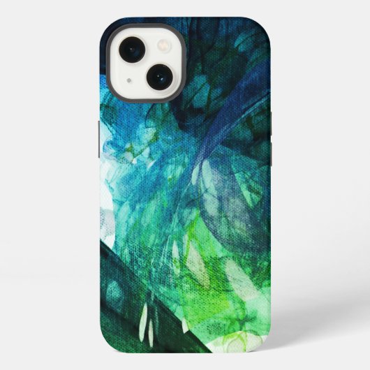 Etui iPhone 13 Art abstrait bleu vert (Verso)