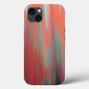 Etui iPhone 13 Art abstrait moderne rose orange