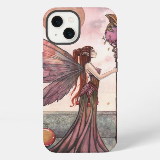 Etui iPhone 13 Art fantastique de fée et de dragon (Verso)