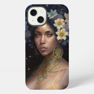 Etui iPhone 13 Art fantastique de la Reine Déesse Noire Afro-Amér