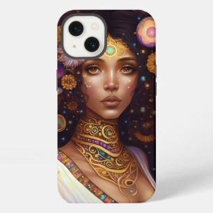 Etui iPhone 13 Art fantastique de la Reine Déesse Noire Afro-Amér