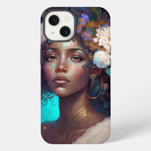 Etui iPhone 13 Art fantastique de la Reine Déesse Noire Afro-Amér