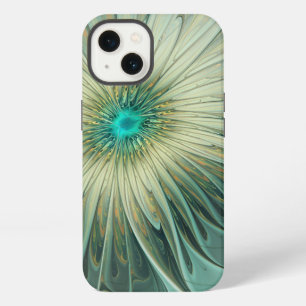 Etui iPhone 13 Art floral fractal fantaisiste vert sauge abstrait