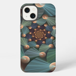 Etui iPhone 13 Art fractal abstrait avec profondeur brun ardoise
