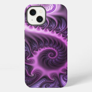 Etui iPhone 13 Art fractal abstrait vibrant rose violet en spiral