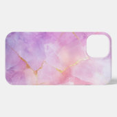 Etui iPhone 13 art marbre rose girly or (Verso Horizontal)