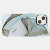 Etui iPhone 13 Art Moderne Abstrait Initiales Turquoise Marron Or (Verso Horizontal)