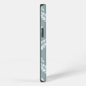 Etui iPhone 13 Art Rococo Damassé I Bleu de Canard + Turquoise (Côté droit)