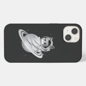 Etui iPhone 13 Astronaut de chat spatial avec planète Saturne (Verso Horizontal)