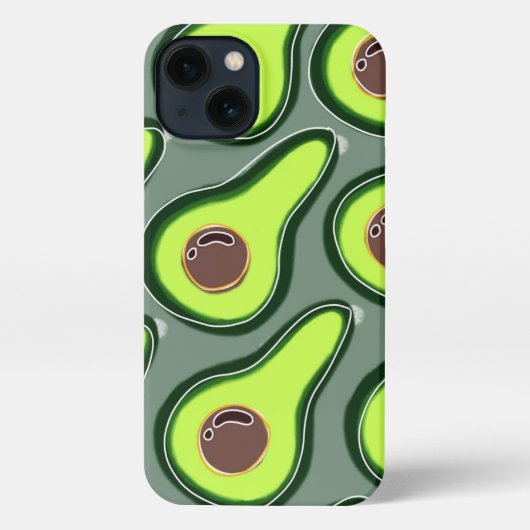 Etui iPhone 13 🥑 Avocado Pop Art - Motif frais et amusant 🥑 (Verso)