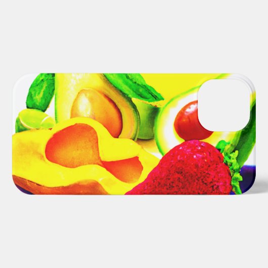 Etui iPhone 13 Avocado tropical, fraise et mangue. Commandez dès (Verso Horizontal)