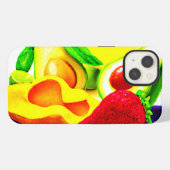 Etui iPhone 13 Avocat Tropical, Fraise et Mangue. Acheter Mainten (Verso Horizontal)