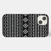 Etui iPhone 13 Aztec blanc gris noir Motifs mélangés Motif (Verso Horizontal)