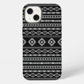 Etui iPhone 13 Aztec blanc gris noir Motifs mélangés Motif (Verso)