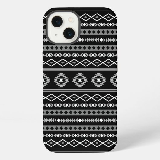 Etui iPhone 13 Aztec blanc gris noir Motifs mélangés Motif (Verso)