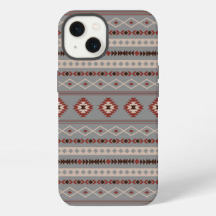 Etui iPhone 13 Aztec Crème rouille Brown gris Motifs mélangés Mot