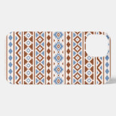 Etui iPhone 13 Aztec Essence Motif II Crème bleu rouille (Verso Horizontal)