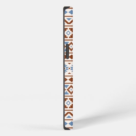 Etui iPhone 13 Aztec Essence Motif II Crème bleu rouille (Côté droit)