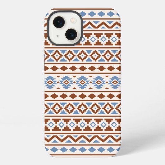 Etui iPhone 13 Aztec Essence Motif II Crème bleu rouille (Verso)