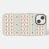 Etui iPhone 13 Aztec Formes Motif rouille crème Turquoise (Verso Horizontal)