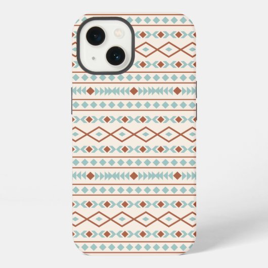 Etui iPhone 13 Aztec Formes Motif rouille crème Turquoise (Verso)