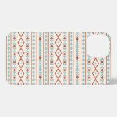 Etui iPhone 13 Aztec Formes Motif rouille crème Turquoise (Verso Horizontal)