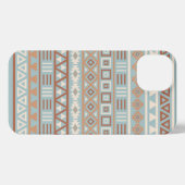 Etui iPhone 13 Aztec Influence Motif Crème Bleue Terracottas (Verso Horizontal)