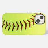 Etui iPhone 13 Balle de softball jaune (Verso Horizontal)