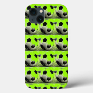 Etui iPhone 13 Ballons de football verts Pop Art