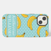 Etui iPhone 13 Bananas Et Points Polka | Ajoutez Votre Nom (Verso Horizontal)