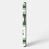 Etui iPhone 13 Bande horizontale verte avec monogramme (Côté gauche)