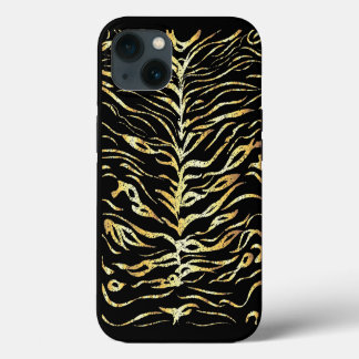 Etui iPhone 13 Bandes de tigre d'or