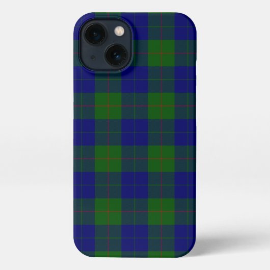 Etui iPhone 13 Barclay tartan bleu vert plaid (Verso)