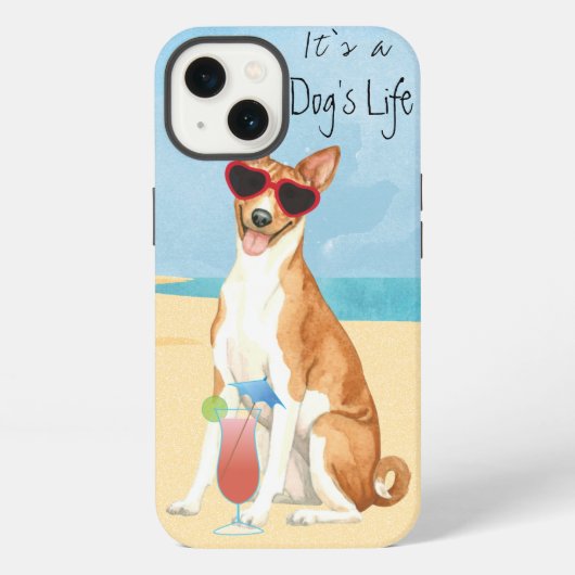Etui iPhone 13 Basenji d'été (Verso)