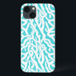 Etui iPhone 13 Beach Coral Reef Motif Nautique Blanc Bleu<br><div class="desc">Ce joli motif nautique reprenant d'inspiration océan / plage ressemble à un récif corallien tissé complexe en blanc sur une plage - arrière - plan bleu. Le design original et élégant de la barrière de corail est fait dans un style pochoir. La couleur bleue rappelle les mers tropicales claires et...</div>