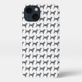 Etui iPhone 13 Beagle Hound Chien Cute Silhouette Grille Blanc (Verso)