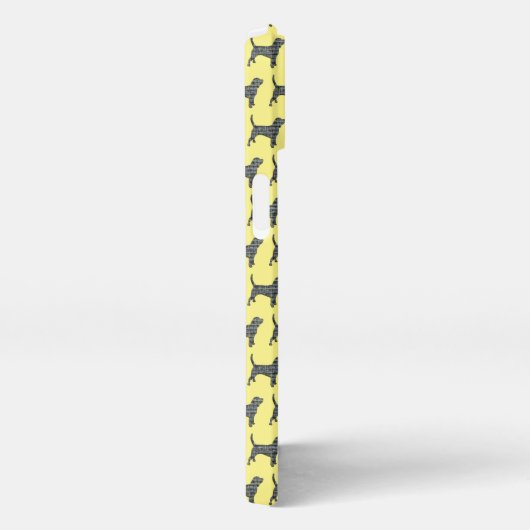 Etui iPhone 13 Beagle Hound Chien mignon Grille Silhouette Jaune (Côté droit)