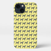 Etui iPhone 13 Beagle Hound Chien mignon Grille Silhouette Jaune (Verso)
