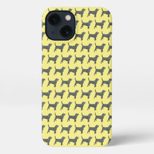 Etui iPhone 13 Beagle Hound Chien mignon Grille Silhouette Jaune