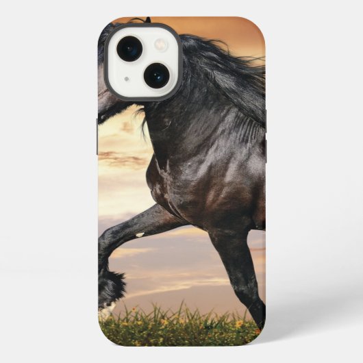 Etui iPhone 13 Beau Cheval Noir (Verso)