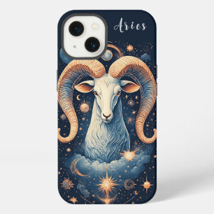 Etui iPhone 13 Bélier majestueux entouré d'objets célestes