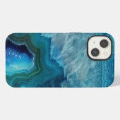 Etui iPhone 13 Belle Pierre d'agate Bleu Turquoise (Verso Horizontal)
