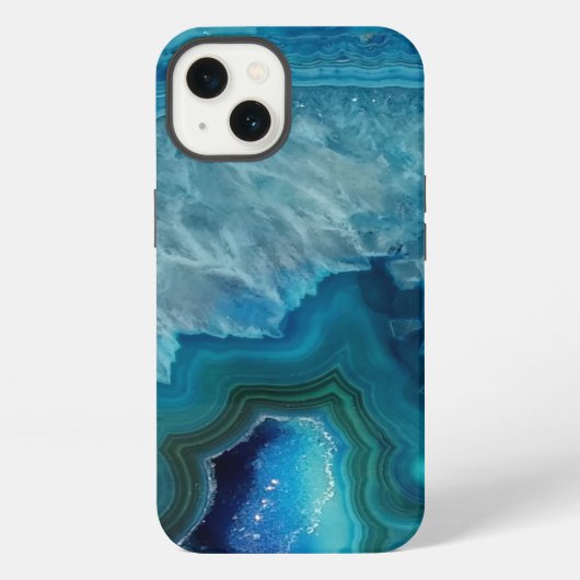 Etui iPhone 13 Belle Pierre d'agate Bleu Turquoise (Verso)