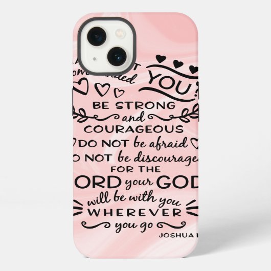 Etui iPhone 13 Bible Scripture Verse Joshua 1:19 Pink (Verso)