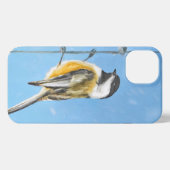 Etui iPhone 13 Bickadee sur la peinture d'alimentation - Oiseaux (Verso Horizontal)