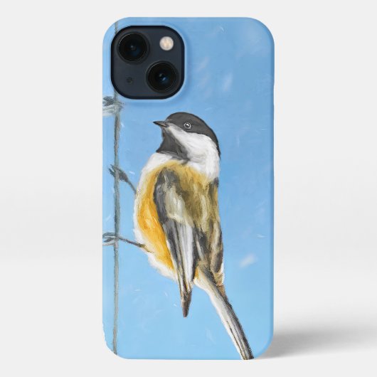 Etui iPhone 13 Bickadee sur la peinture d'alimentation - Oiseaux (Verso)