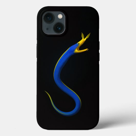 Étui iPhone 13 Black 4 Luxe, Anguille Ruban Bleu (Verso)
