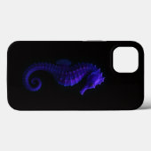 Étui iPhone 13 Black 4 Luxe Hippocampe Bleu Violet (Verso (horizontal))