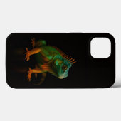 Étui iPhone 13 Black 4 Luxe, Iguane Vert (Verso (horizontal))