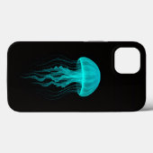 Étui iPhone 13 Black 4 Luxe, méduse Aqua Glow (Verso (horizontal))